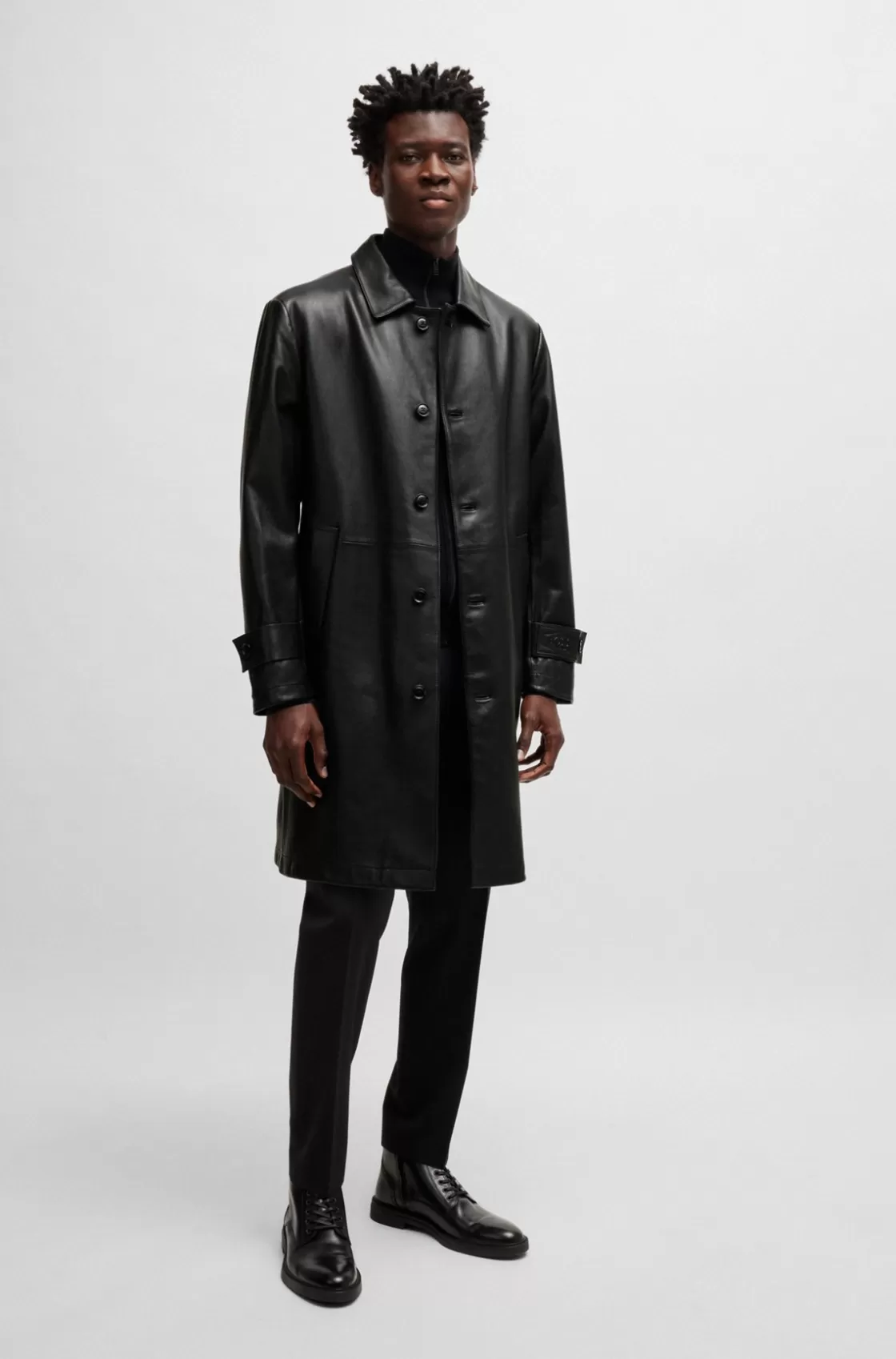 HUGO BOSS Polished-leather Half Boots With Brogue Details Black Best