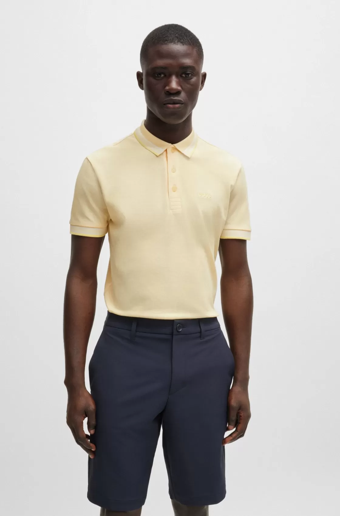 HUGO BOSS Polo Shirt With Contrast Logo Details Gold Store