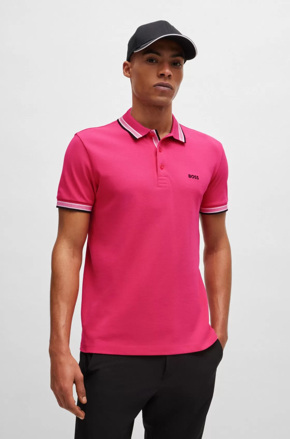 HUGO BOSS Polo Shirt With Contrast Logo Details Pink Fashion