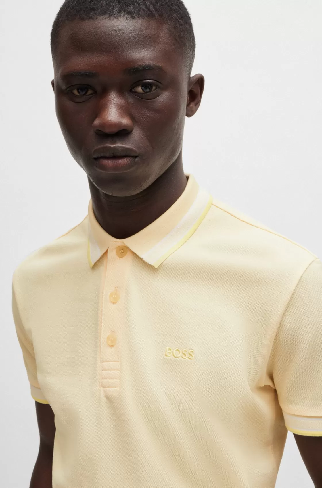 HUGO BOSS Polo Shirt With Contrast Logo Details Gold Store