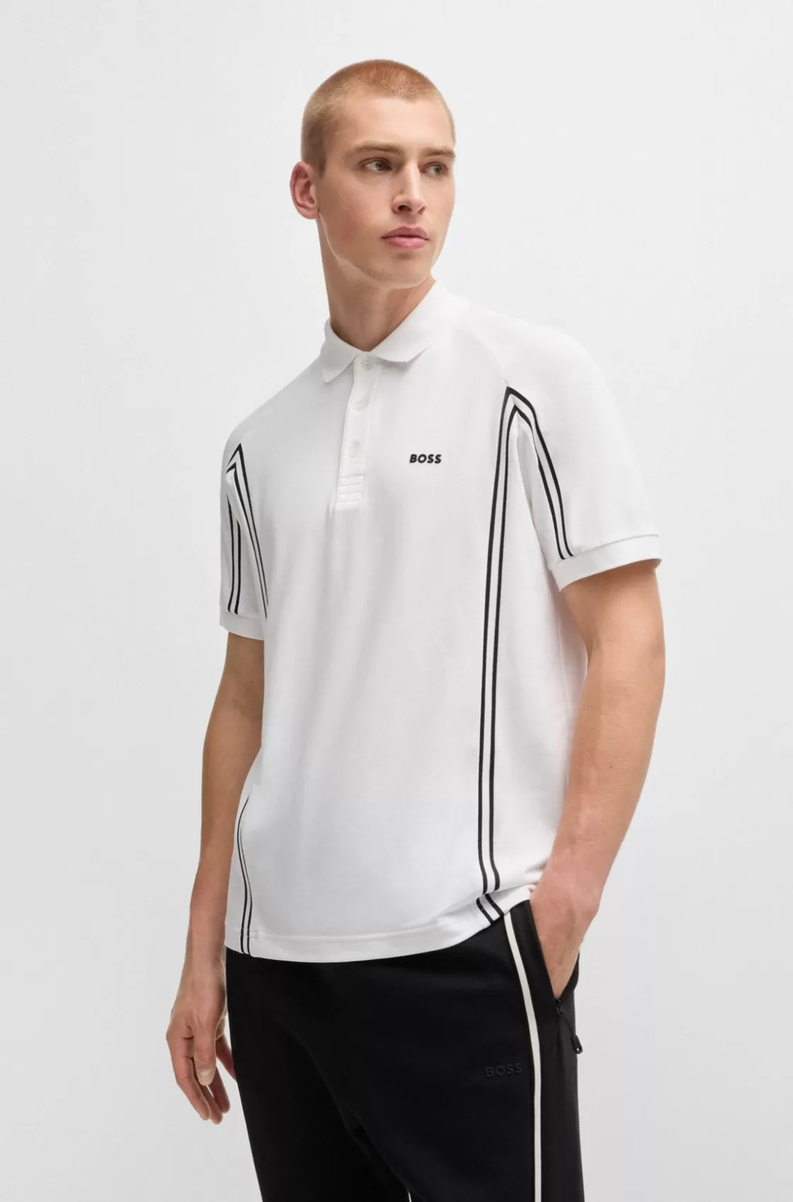 HUGO BOSS Polo Shirt With Logo Detail White New