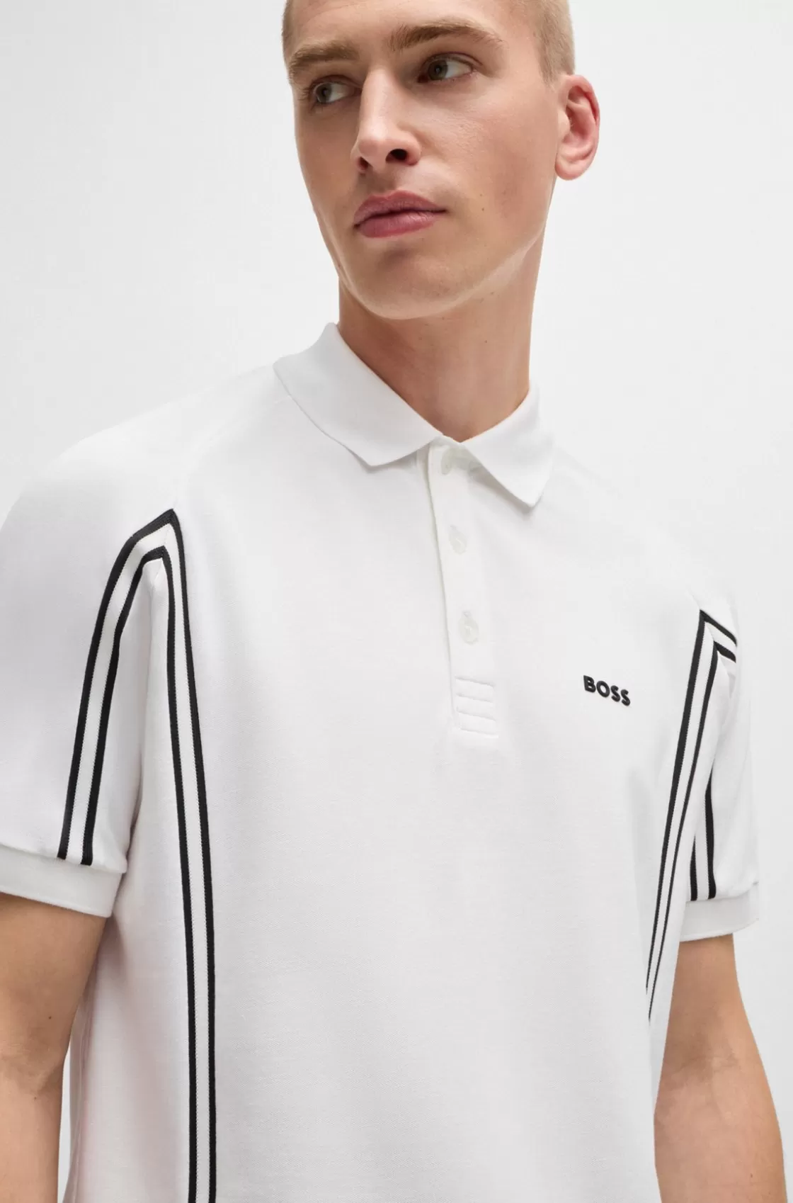 HUGO BOSS Polo Shirt With Logo Detail White New
