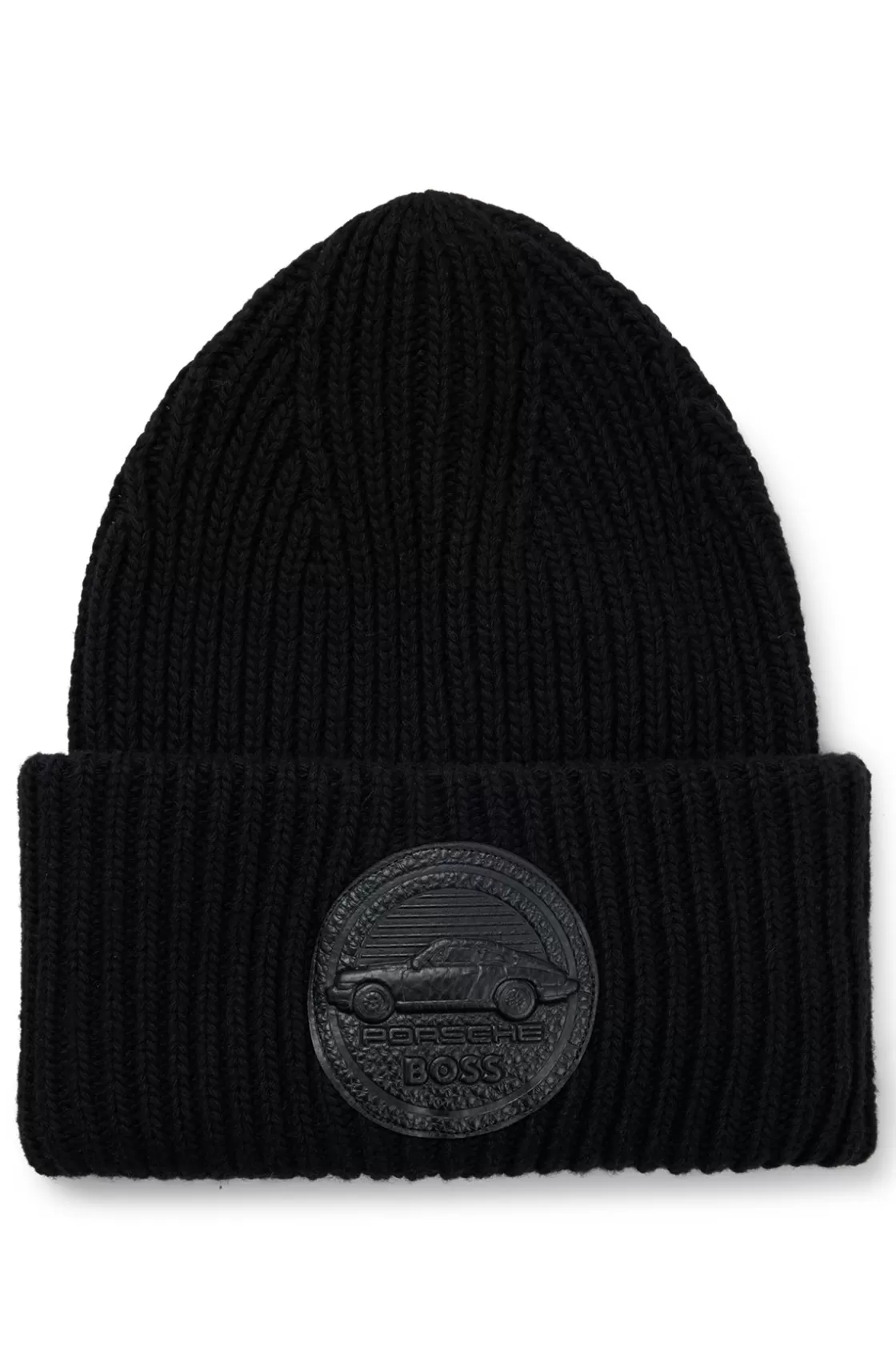 HUGO BOSS Porsche X BOSS Chunky-rib Beanie Hat With Special Branding Black Best Sale