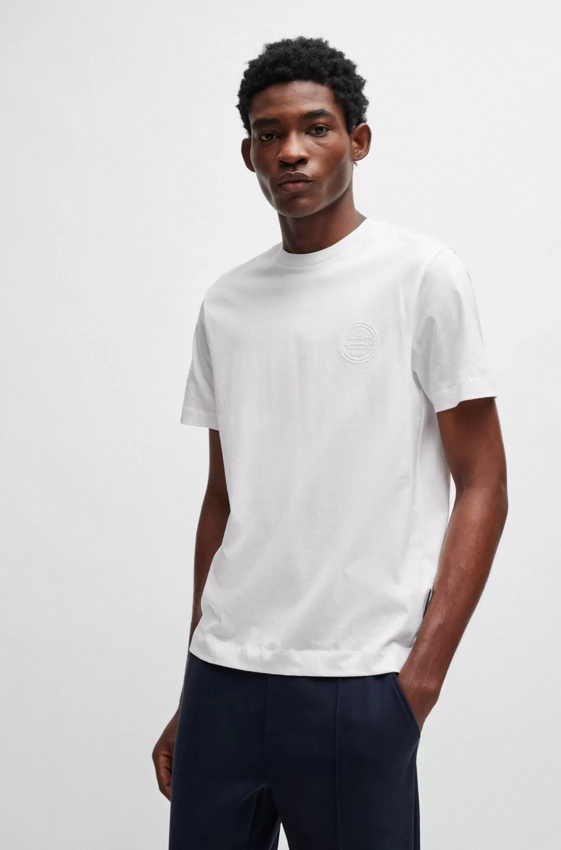 HUGO BOSS Porsche X BOSS Mercerized-cotton T-shirt With Special Branding White Outlet