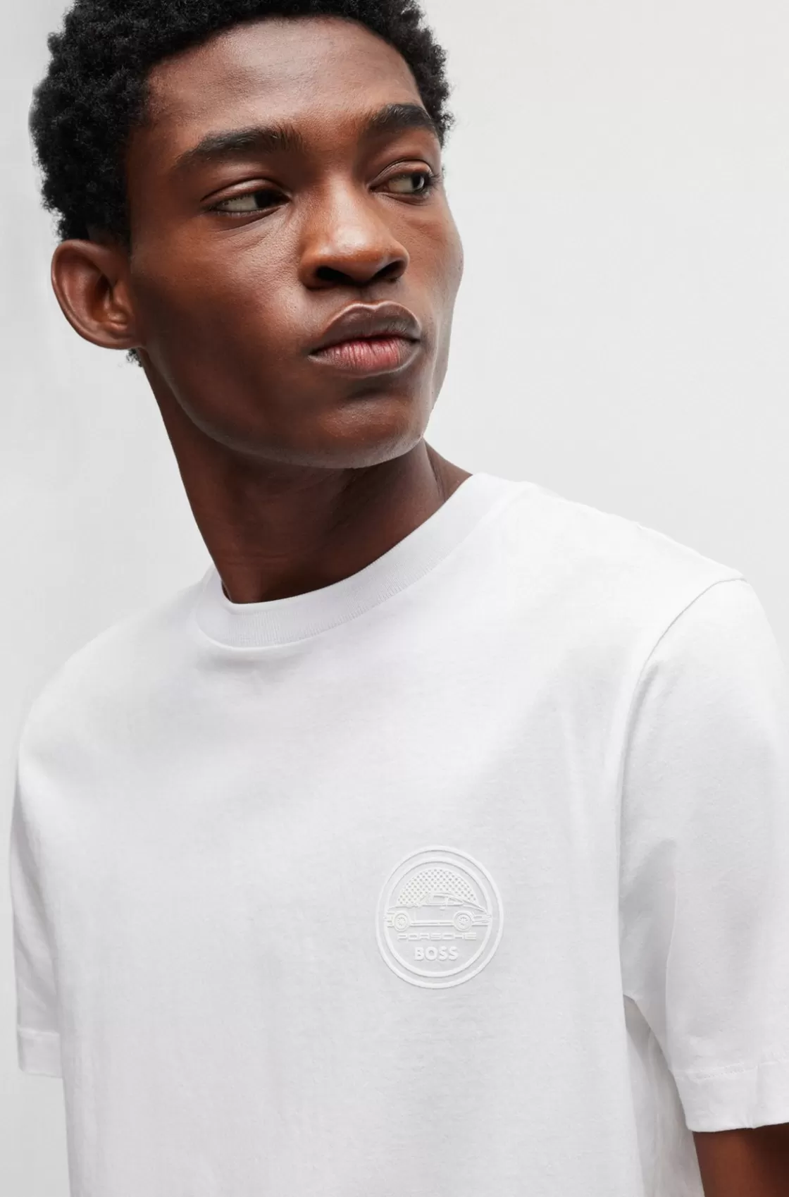 HUGO BOSS Porsche X BOSS Mercerized-cotton T-shirt With Special Branding White Outlet