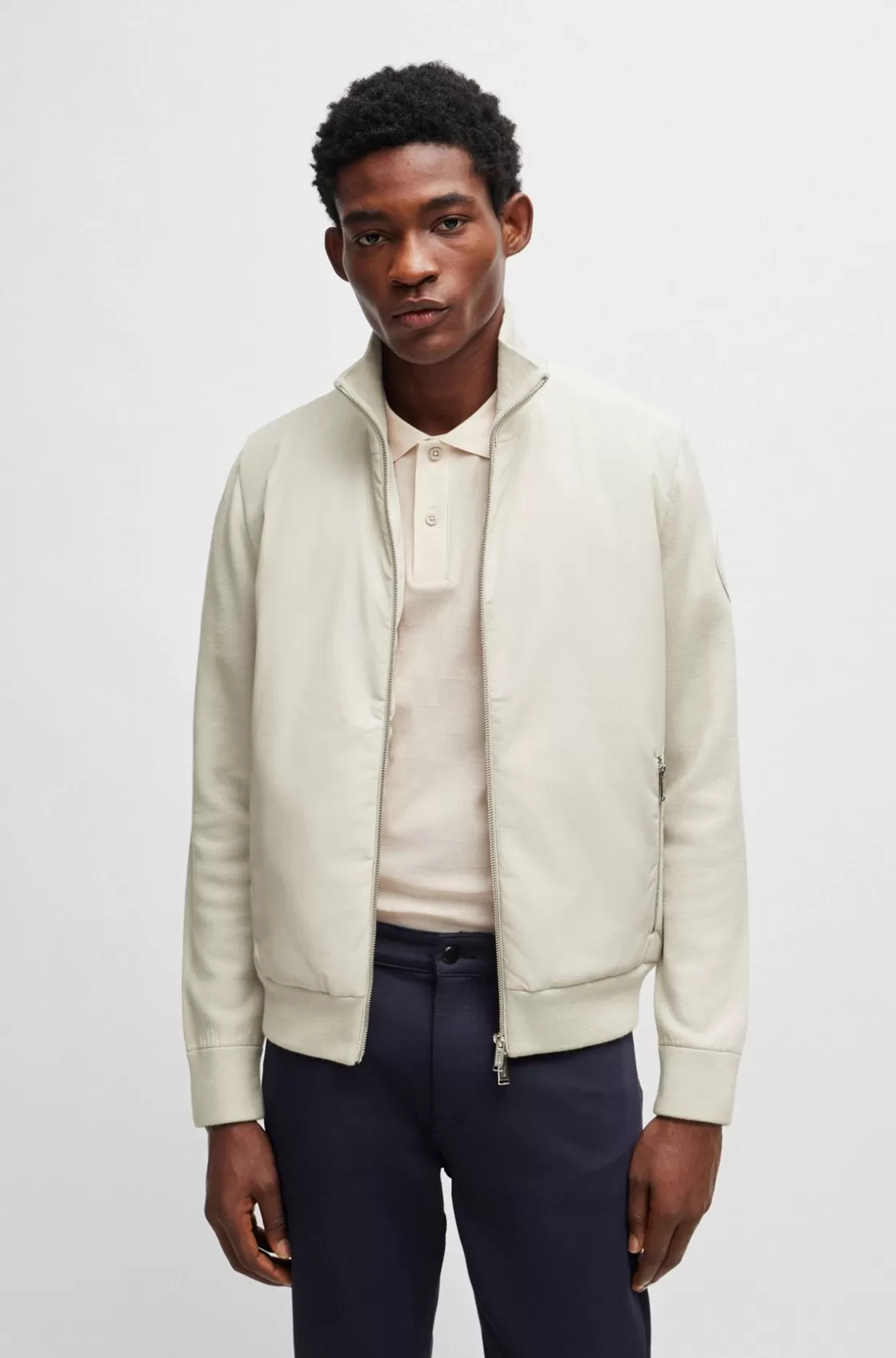 HUGO BOSS Porsche X BOSS Mixed-material Jacket With Special Branding White New