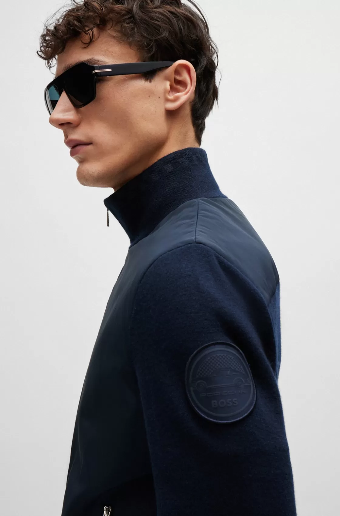 HUGO BOSS Porsche X BOSS Mixed-material Jacket With Special Branding Dark Blue Best