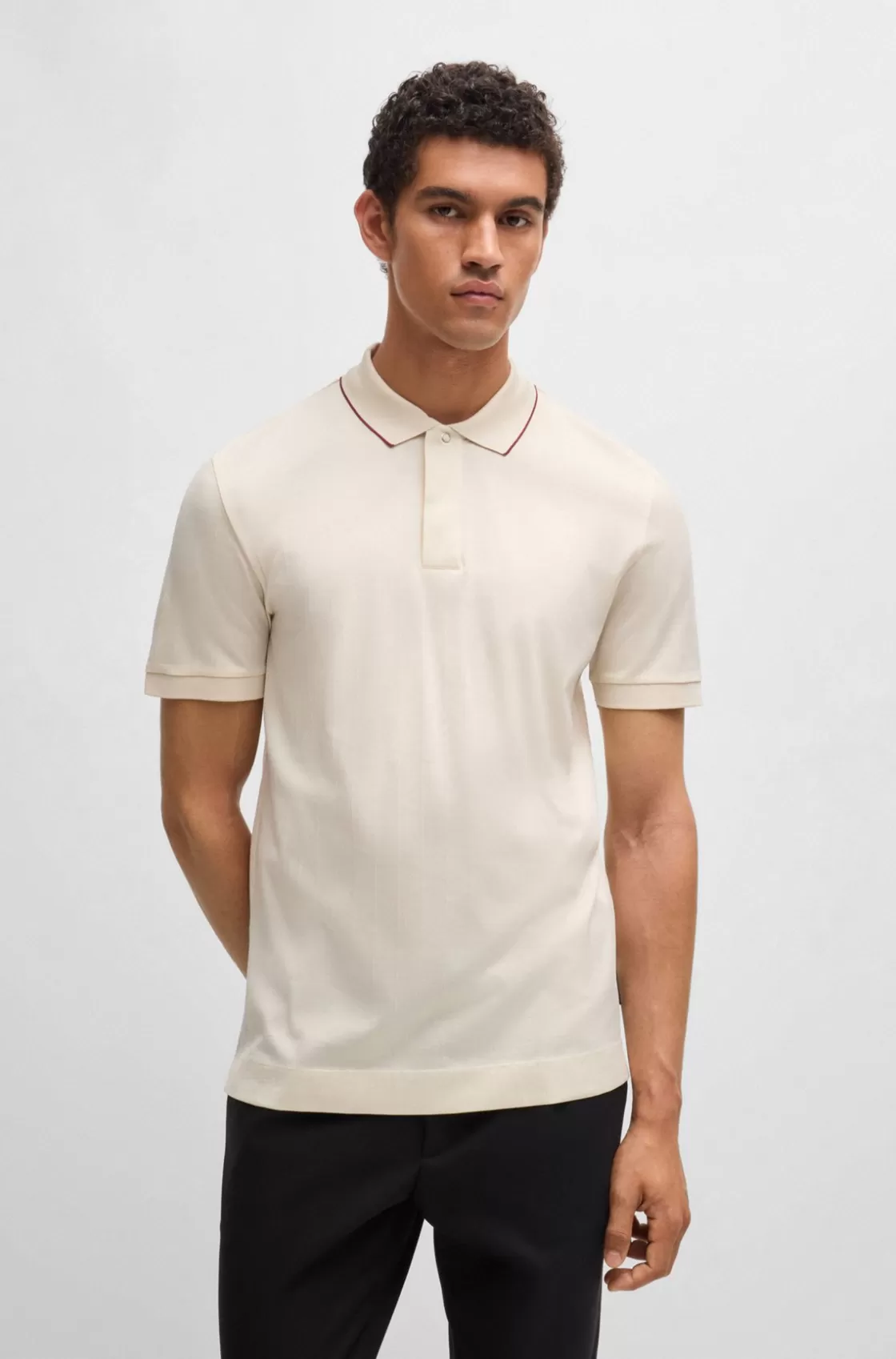 HUGO BOSS Porsche X BOSS Striped Cotton-jacquard Polo Shirt With Tipped Collar White Discount