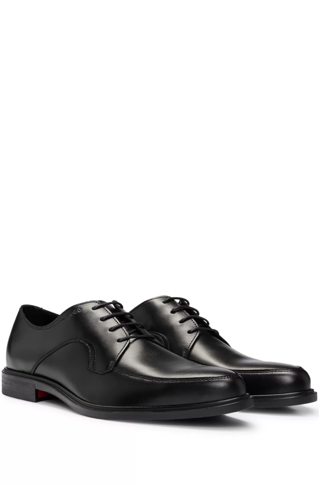 HUGO BOSS Portuguese Leather Derby Shoes With Embossed Logo Black Store