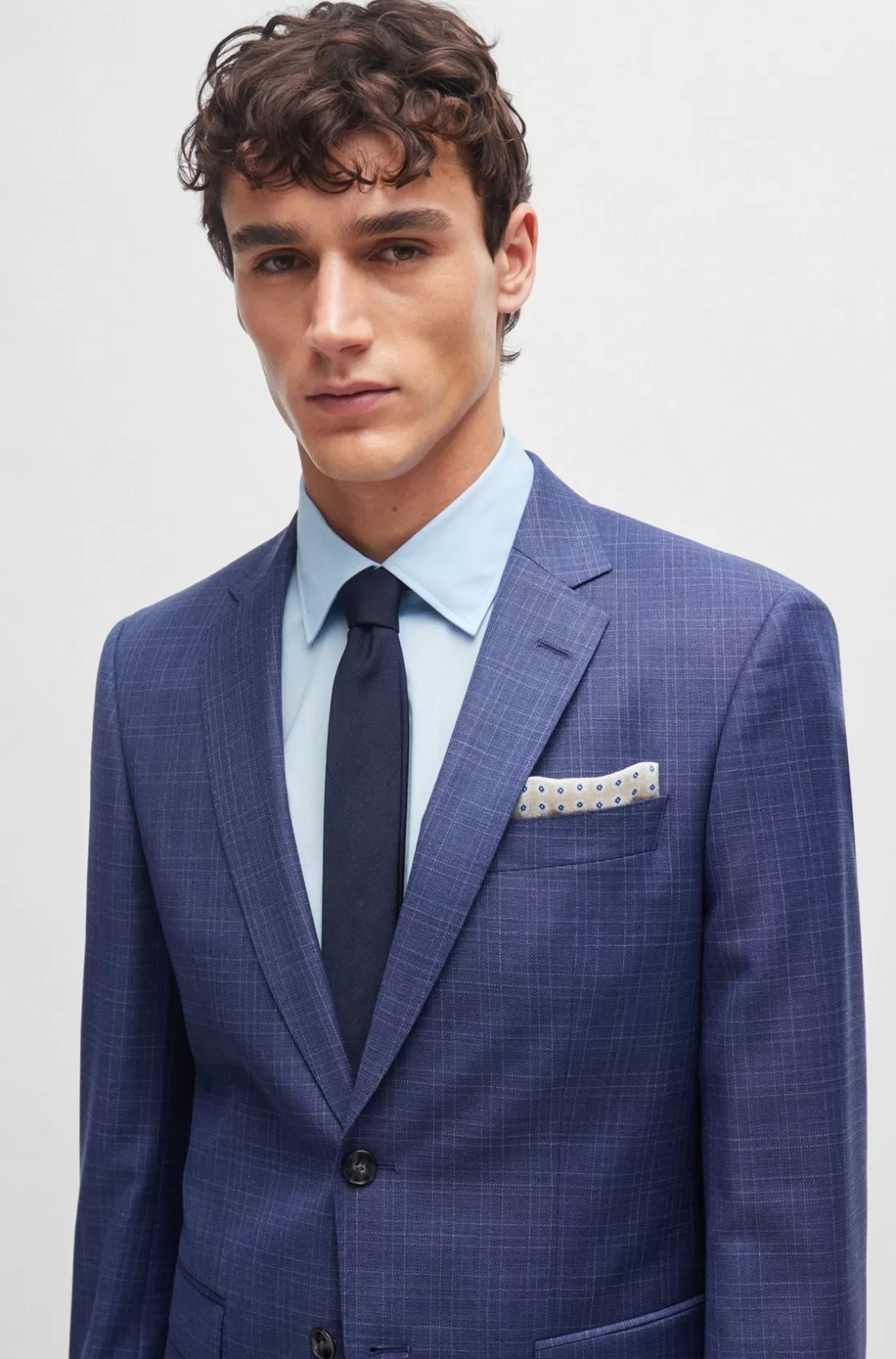 HUGO BOSS Printed Pocket Square In Linen And Cotton White New