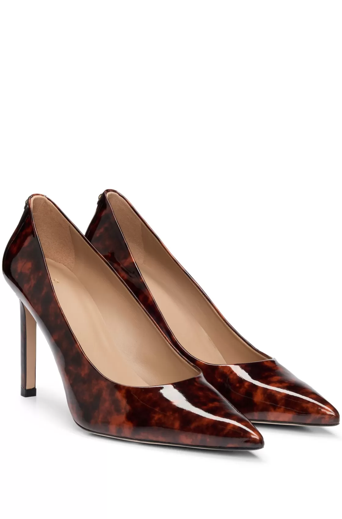 HUGO BOSS Pumps With 9cm Heel In Turtleshell Patent Leather Light Brown Store