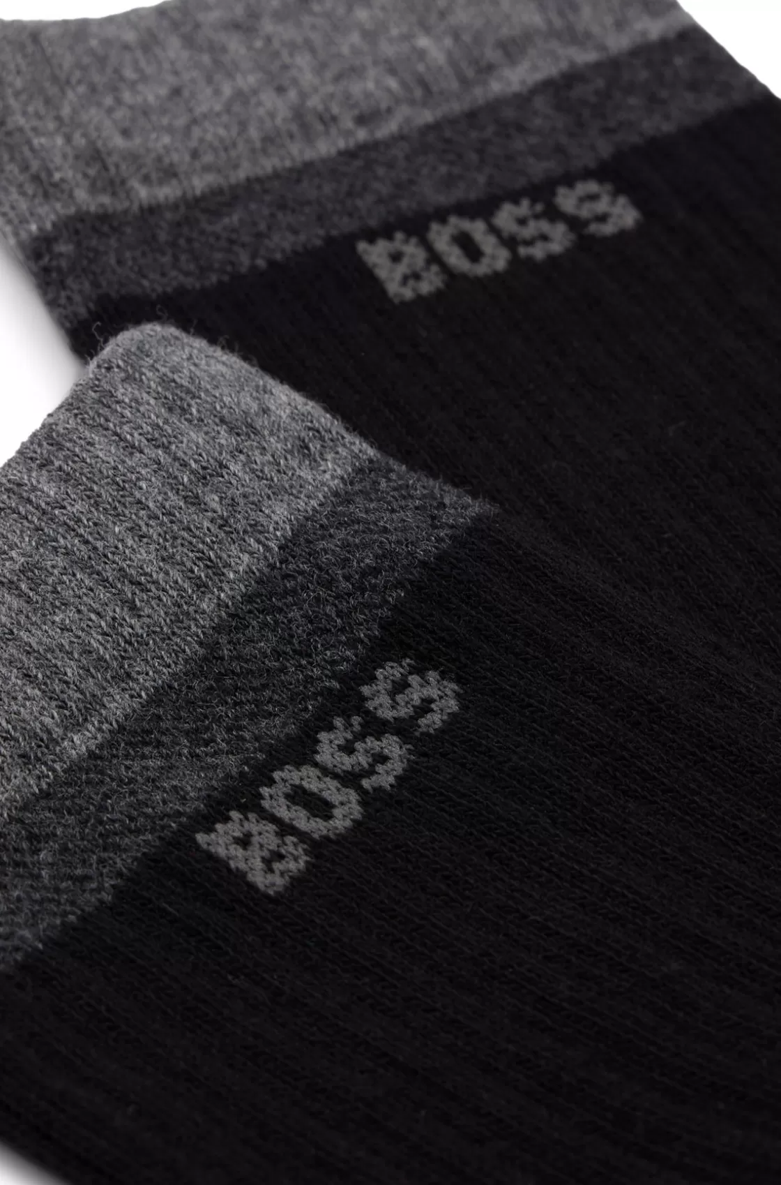 HUGO BOSS Quarter-length Ribbed Socks In A Cotton Blend Black Online