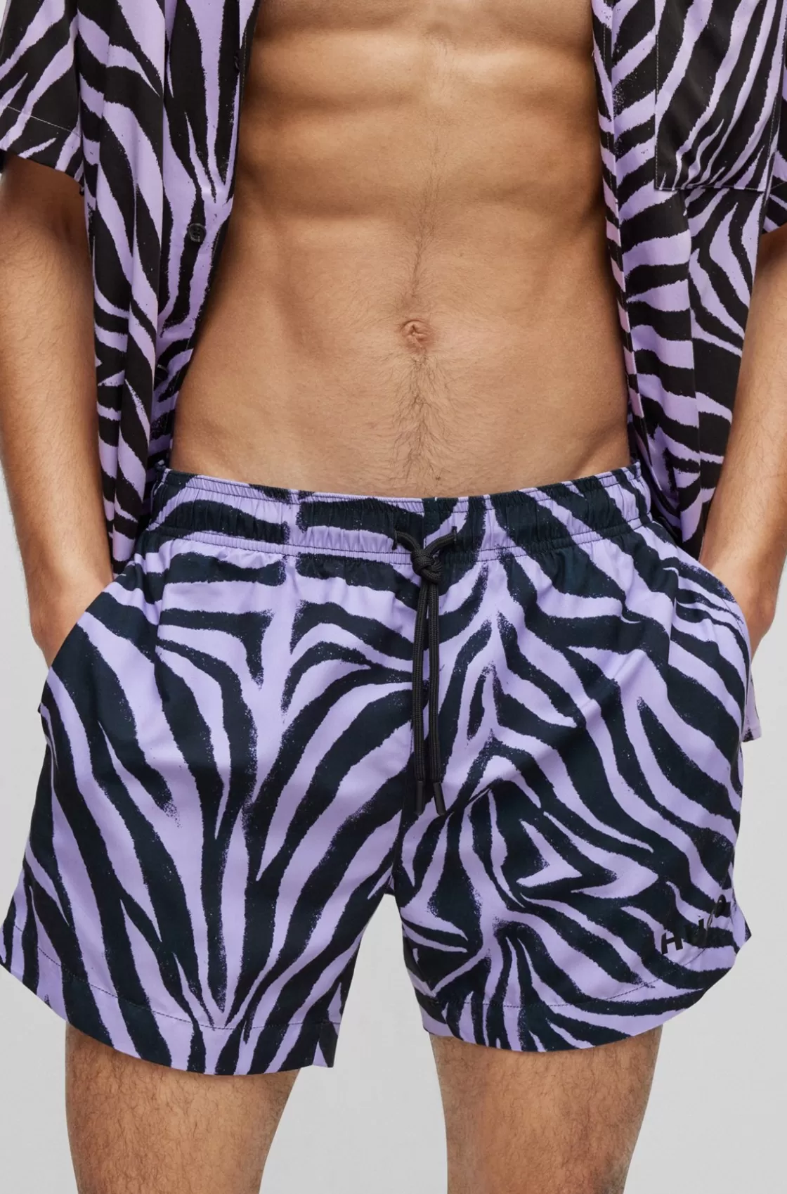 HUGO BOSS Quick-dry Animal-print Swim Shorts Light Purple Fashion
