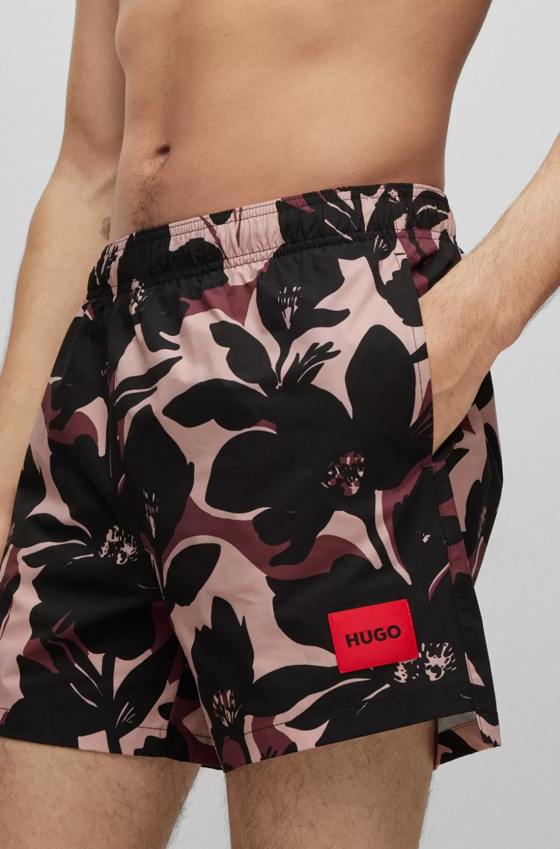 HUGO BOSS Quick-dry Patterned Swim Shorts White Fashion