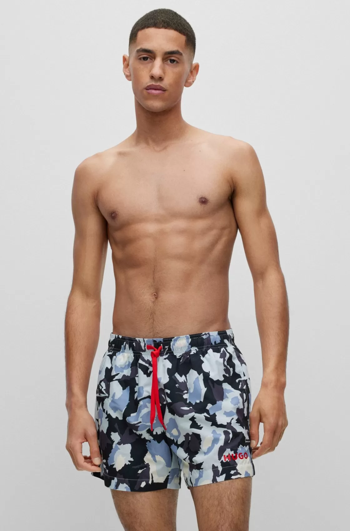 HUGO BOSS Quick-dry Printed Swim Shorts Light Blue Discount