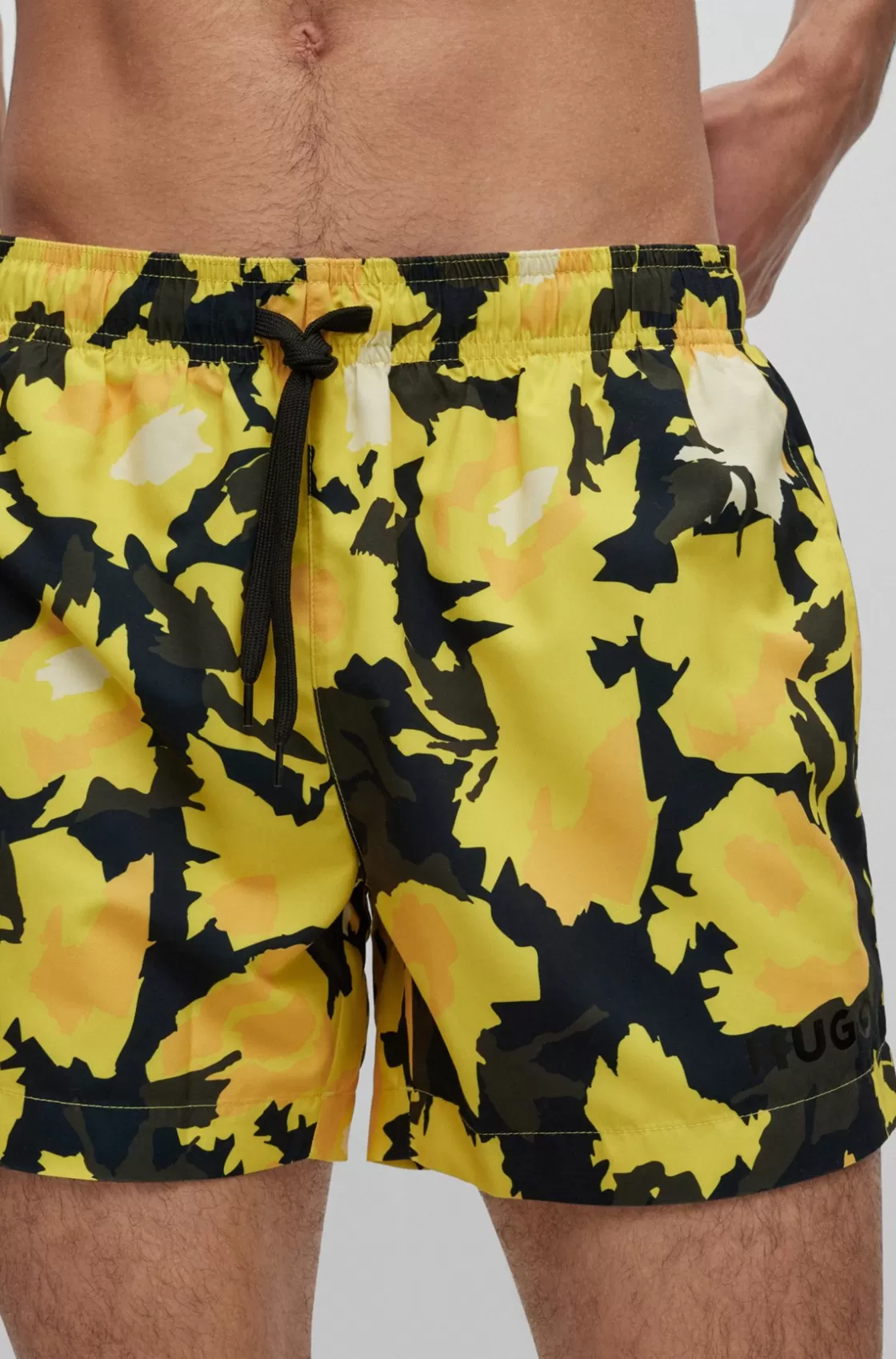 HUGO BOSS Quick-dry Printed Swim Shorts Yellow Discount