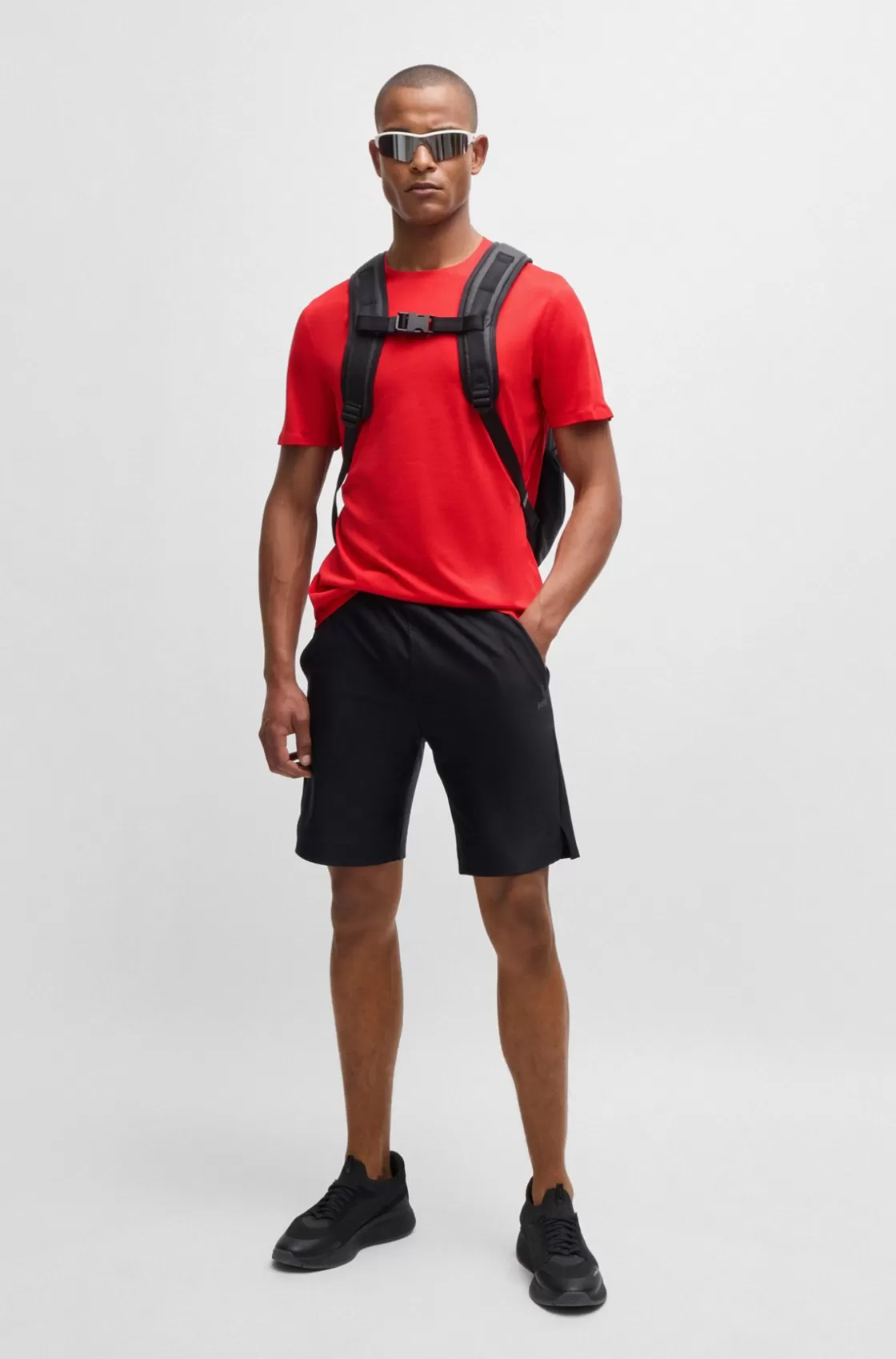 HUGO BOSS Quick-dry Stretch-jersey T-shirt With Decorative Reflective Artwork Light Red Sale
