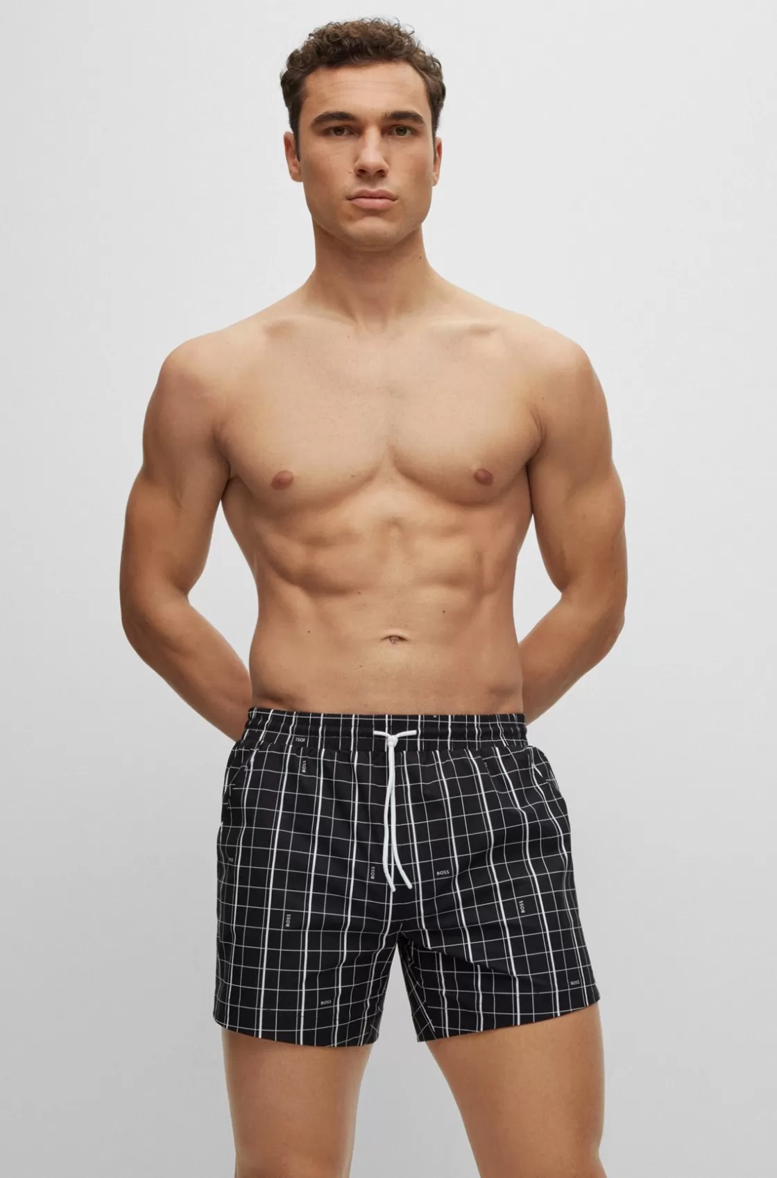 HUGO BOSS Quick-dry Swim Shorts In Printed Fabric Black Best Sale