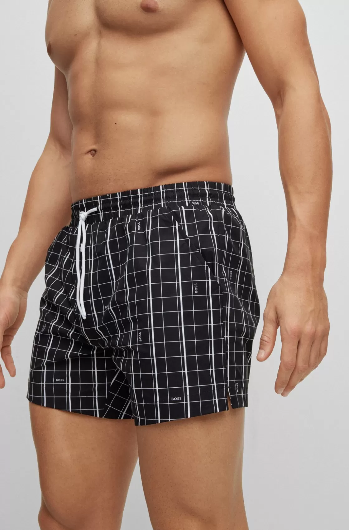 HUGO BOSS Quick-dry Swim Shorts In Printed Fabric Black Best Sale