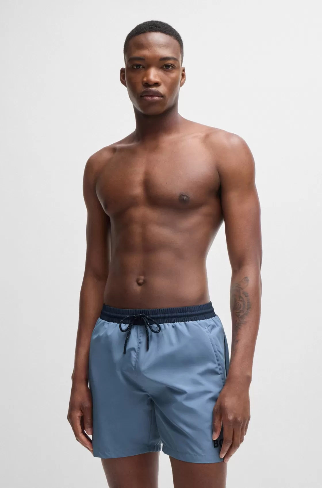 HUGO BOSS Quick-dry Swim Shorts With Contrast Details Light Blue Best