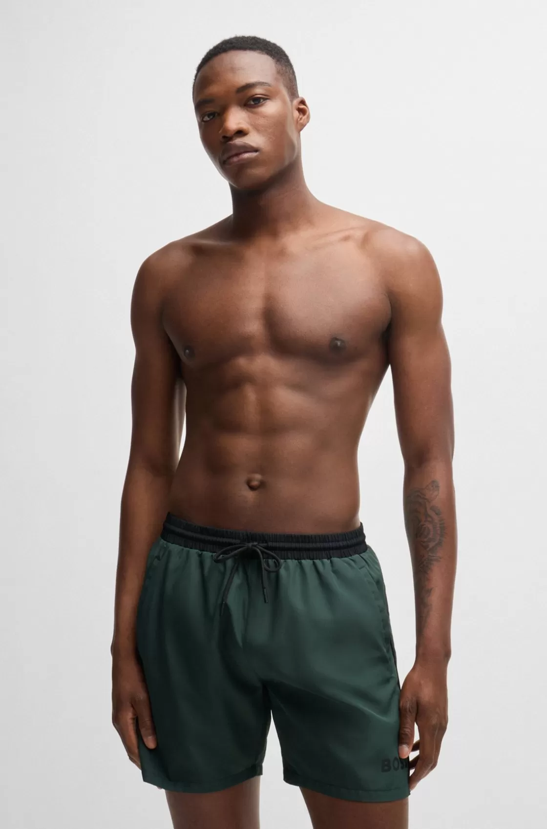 HUGO BOSS Quick-dry Swim Shorts With Contrast Details Light Green Best Sale