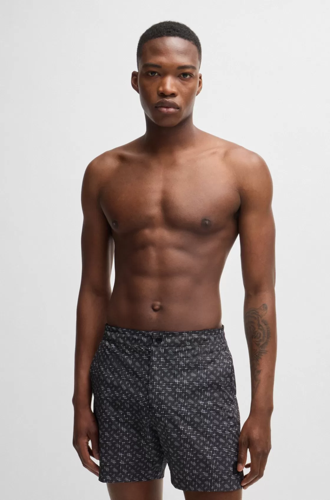 HUGO BOSS Quick-dry Swim Shorts With Monogram Print Black Outlet