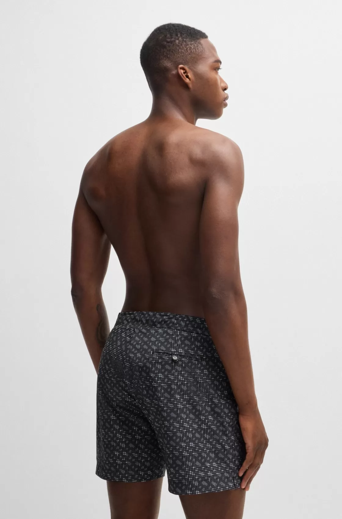 HUGO BOSS Quick-dry Swim Shorts With Monogram Print Black Outlet