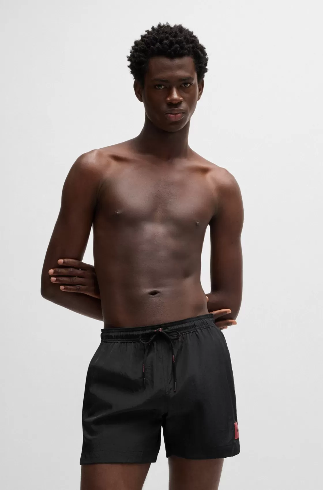 HUGO BOSS Quick-drying Swim Shorts In Recycled Material With Logo Black New