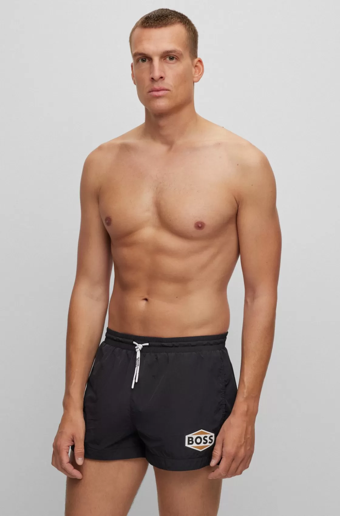 HUGO BOSS Quick-drying Swim Shorts With Logo Details Black Online