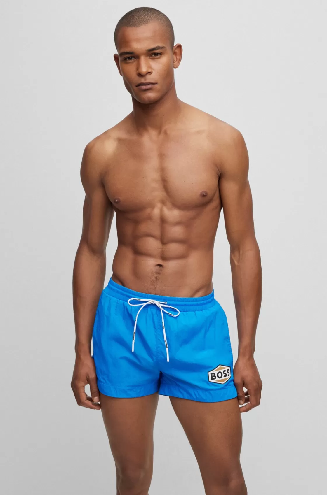 HUGO BOSS Quick-drying Swim Shorts With Logo Details Blue Hot