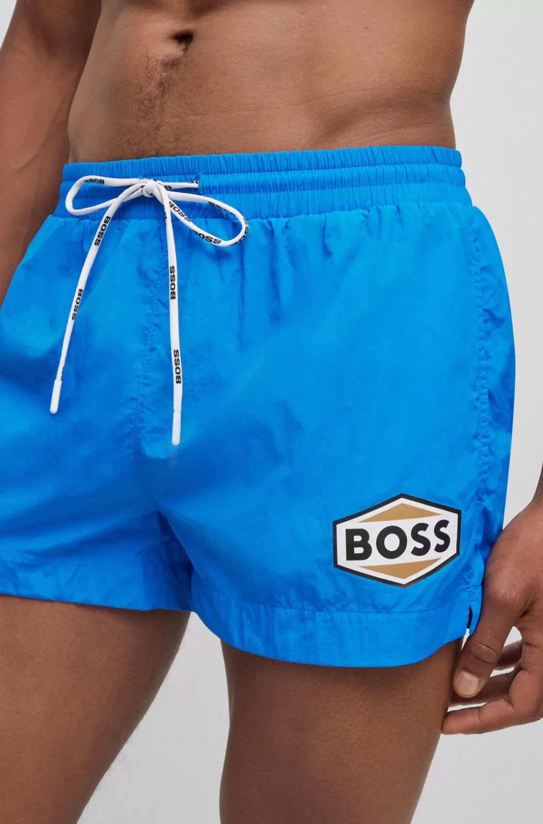 HUGO BOSS Quick-drying Swim Shorts With Logo Details Blue Hot