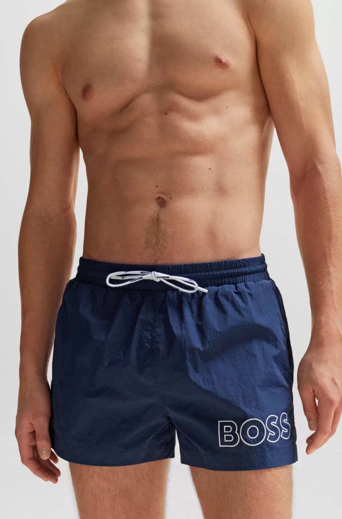 HUGO BOSS Quick-drying Swim Shorts With Outline Logo Dark Blue Shop