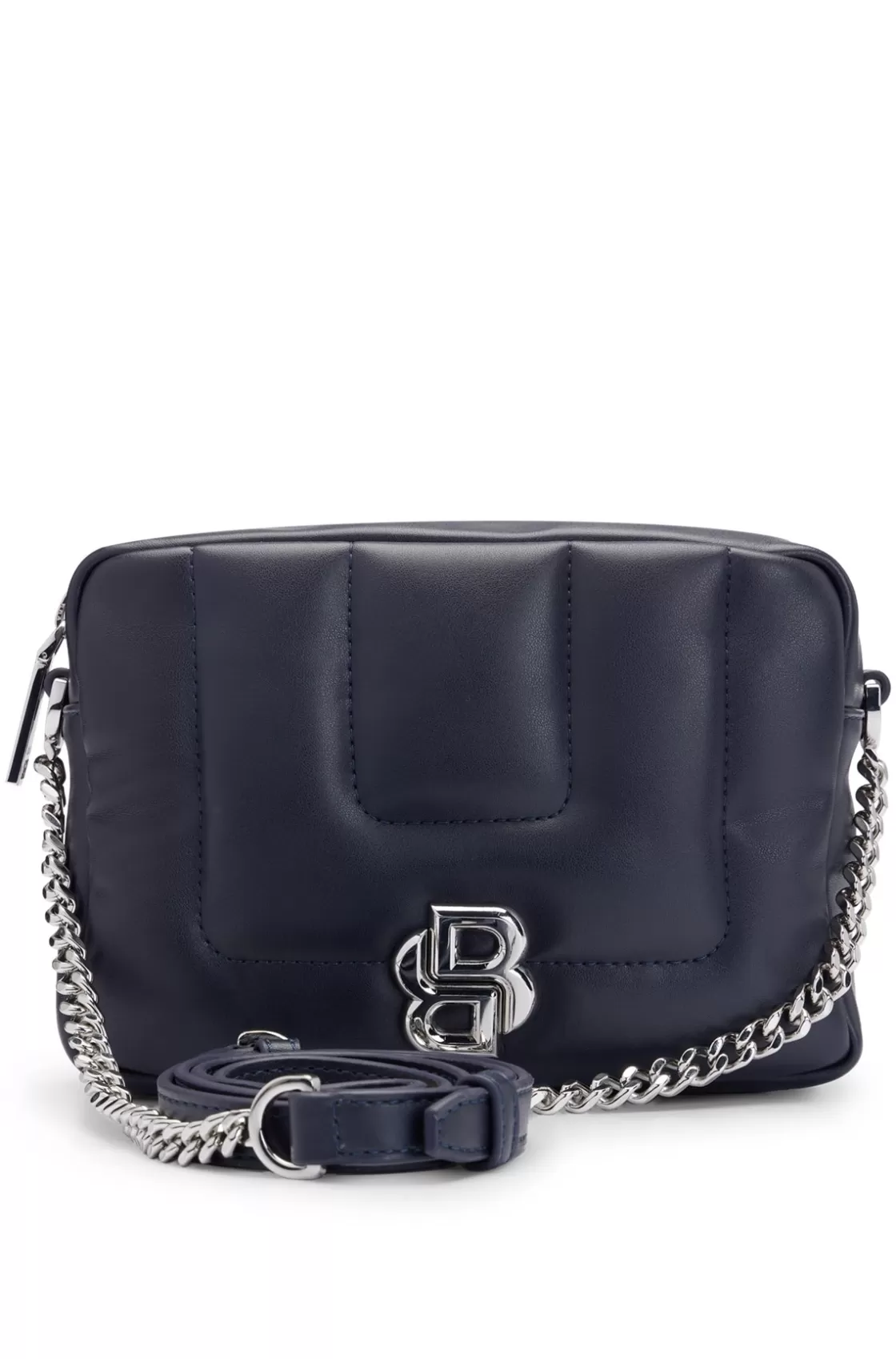 HUGO BOSS Quilted Crossbody Bag With Double B Monogram Hardware Dark Blue Discount
