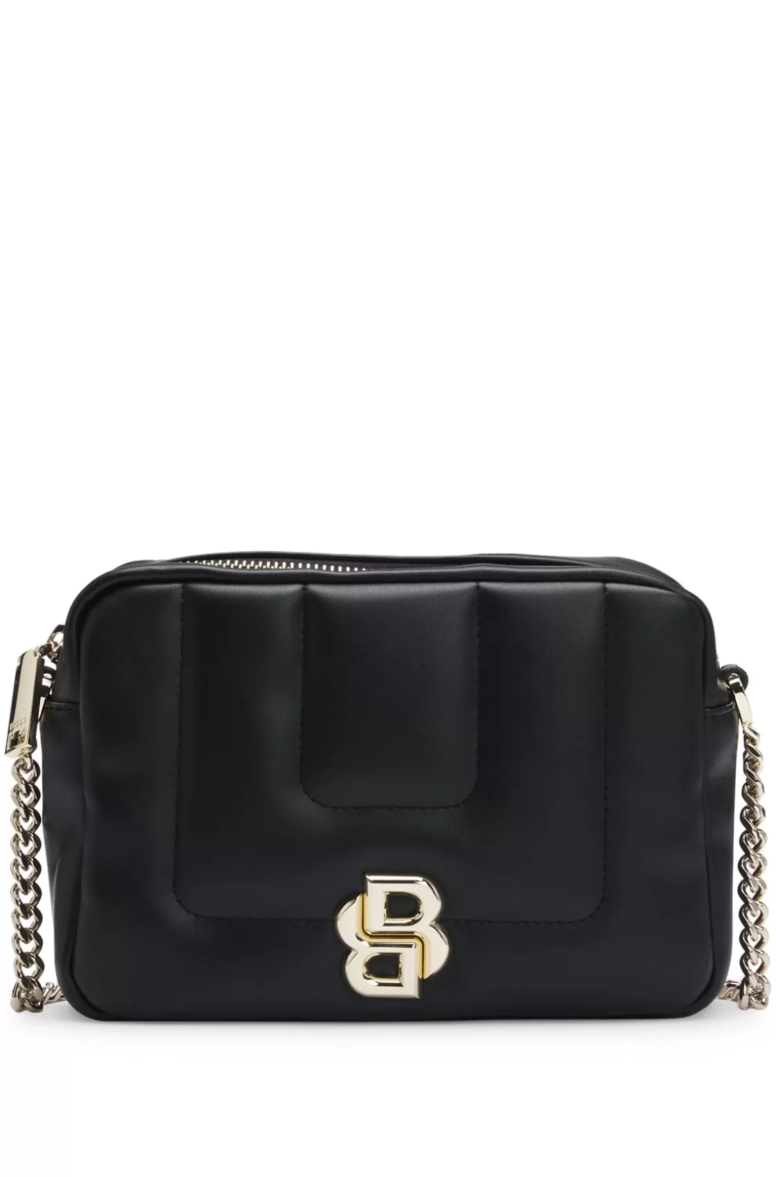 HUGO BOSS Quilted Crossbody Bag With Double B Monogram Hardware Black Best