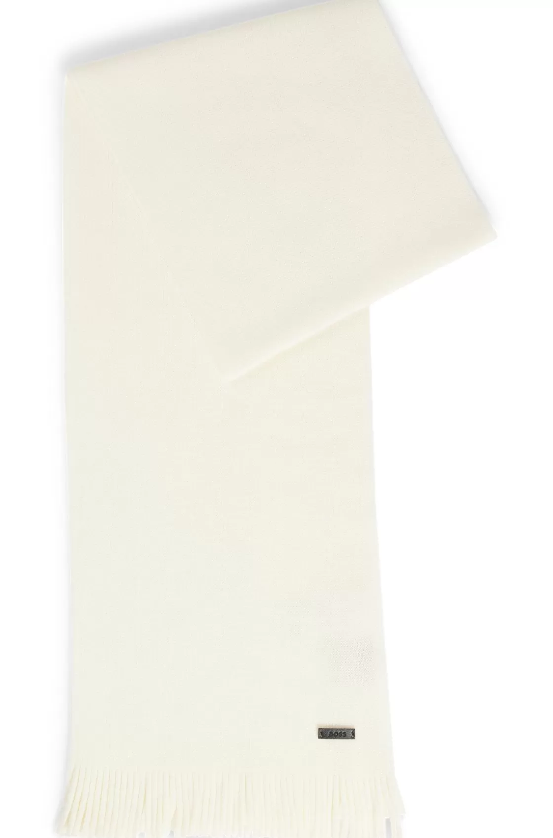 HUGO BOSS Raschel-knit Scarf In Wool White Flash Sale