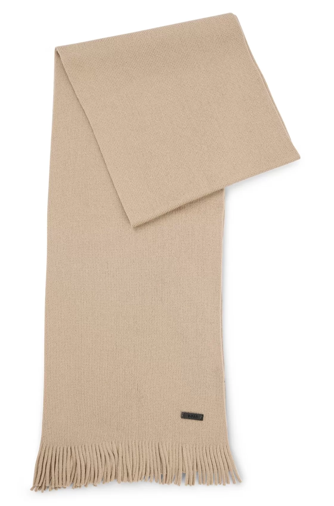 HUGO BOSS Raschel-knit Scarf In Wool Light Beige Flash Sale