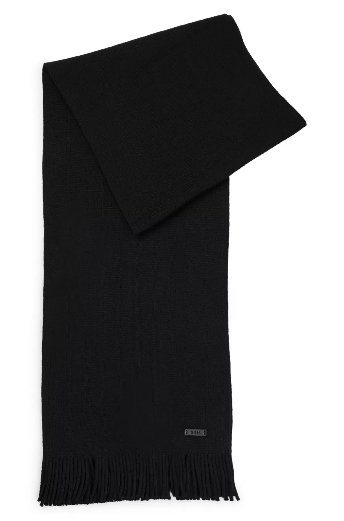 HUGO BOSS Raschel-knit Scarf In Wool Black Online