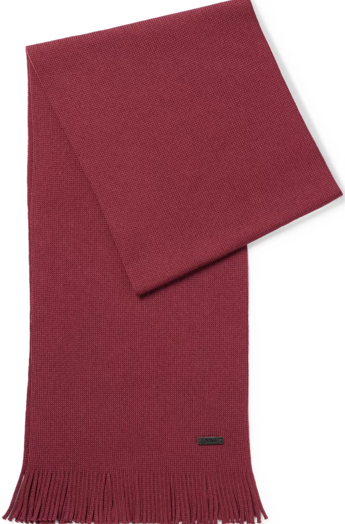 HUGO BOSS Raschel-knit Scarf In Wool Dark Red Cheap