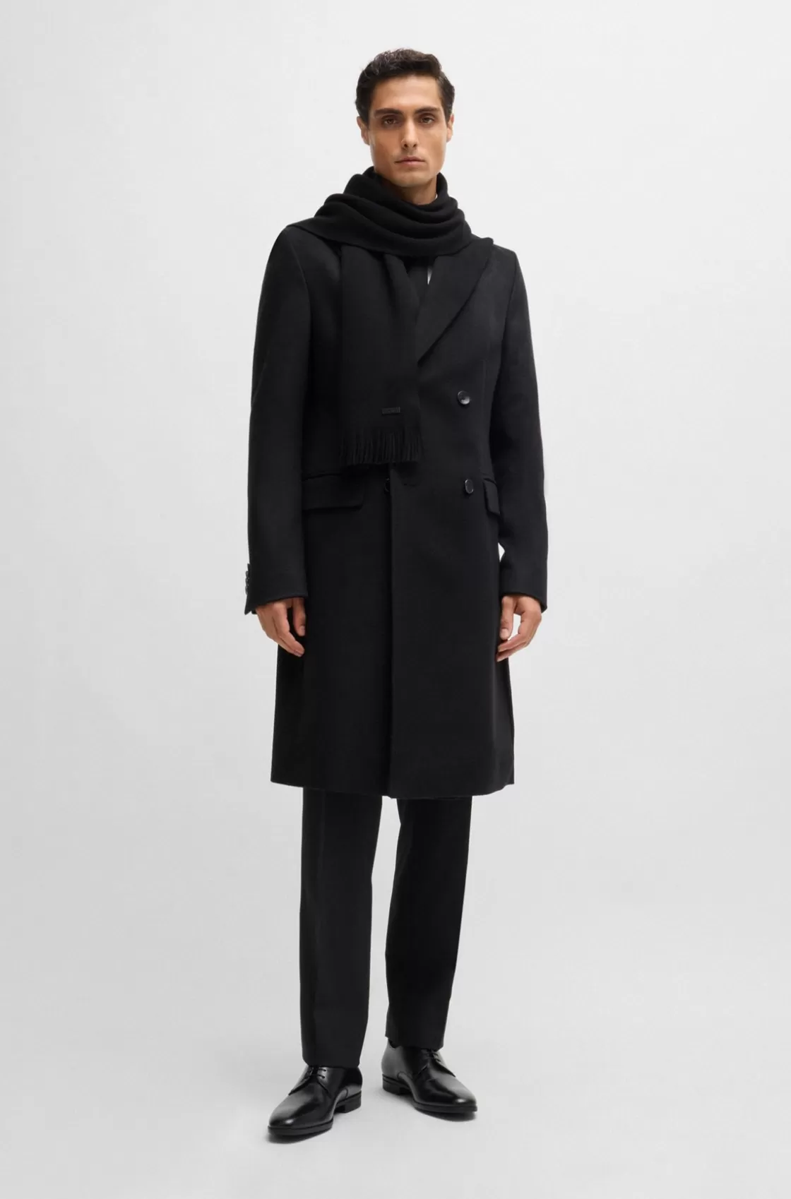 HUGO BOSS Raschel-knit Scarf In Wool Black Online