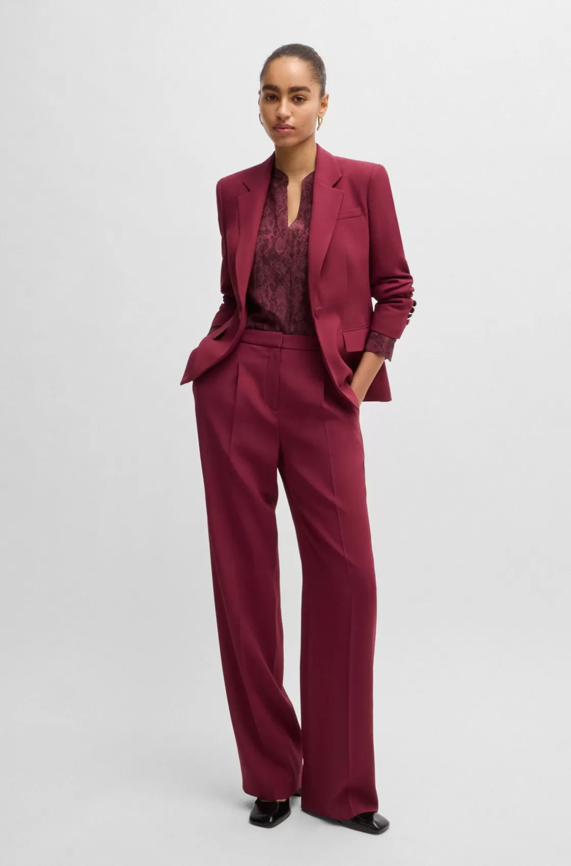 HUGO BOSS Regular-fit Blouse In Snake-print Silk Patterned Flash Sale