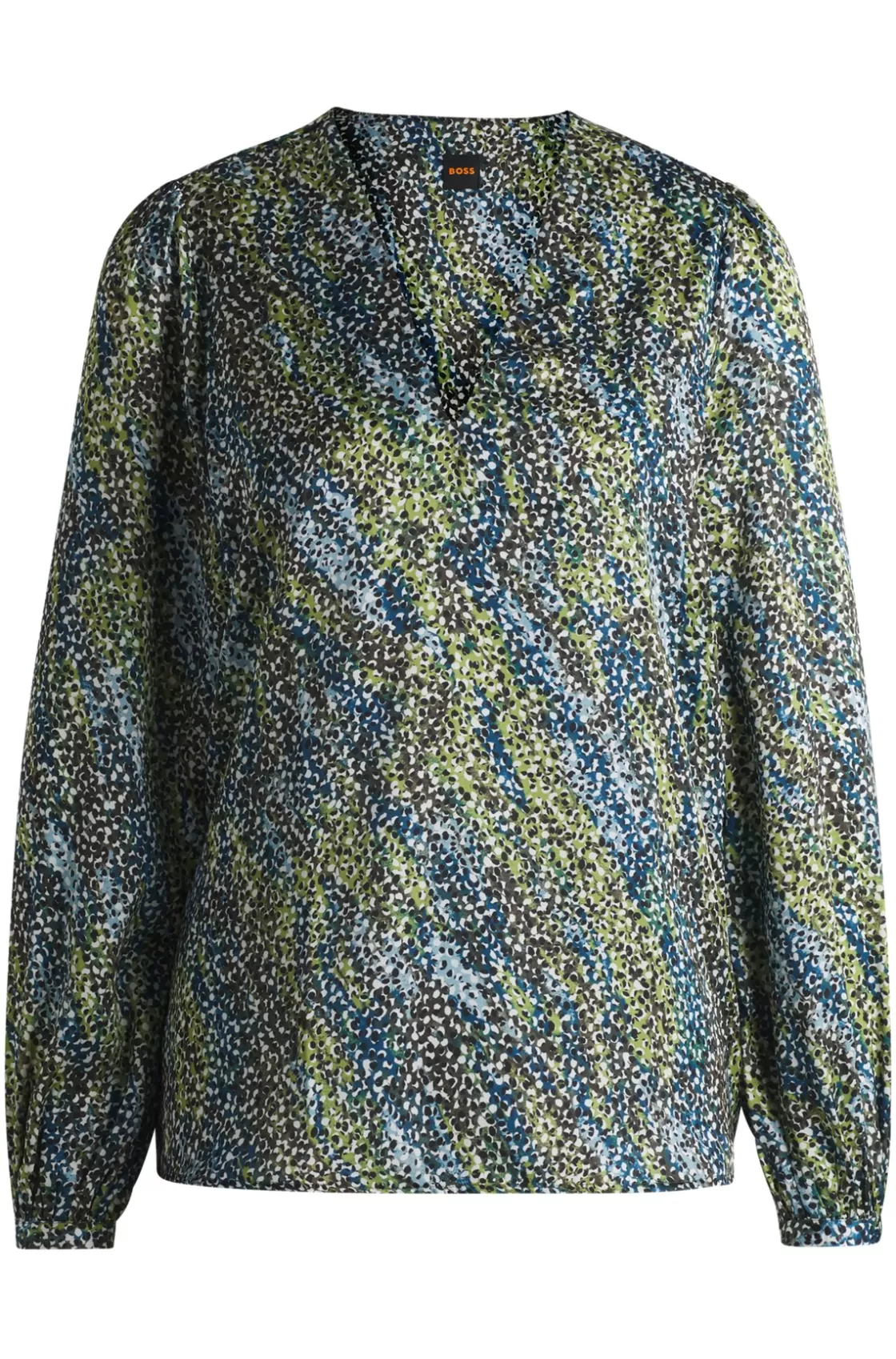 HUGO BOSS Regular-fit Blouse With V Neckline In Printed Satin Patterned Best