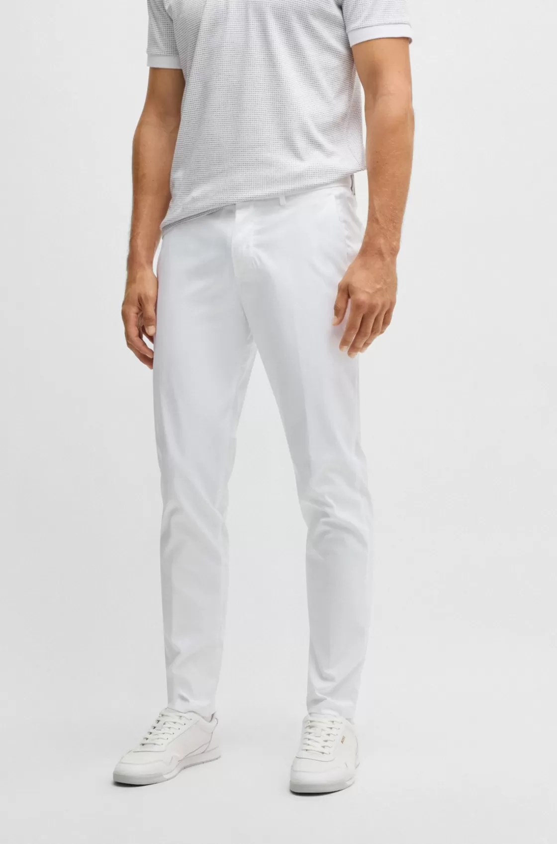 HUGO BOSS Regular-fit Chinos With Hidden Drawcord And Tapered Leg White Best
