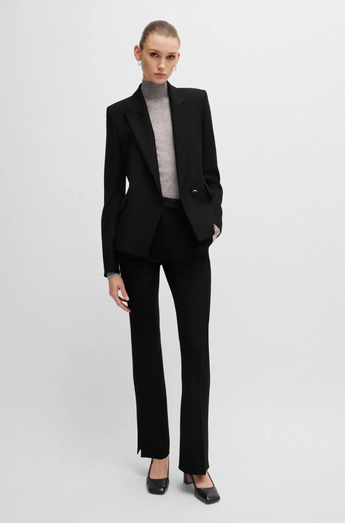HUGO BOSS Regular-fit Double-breasted Jacket In Stretch Material Black New