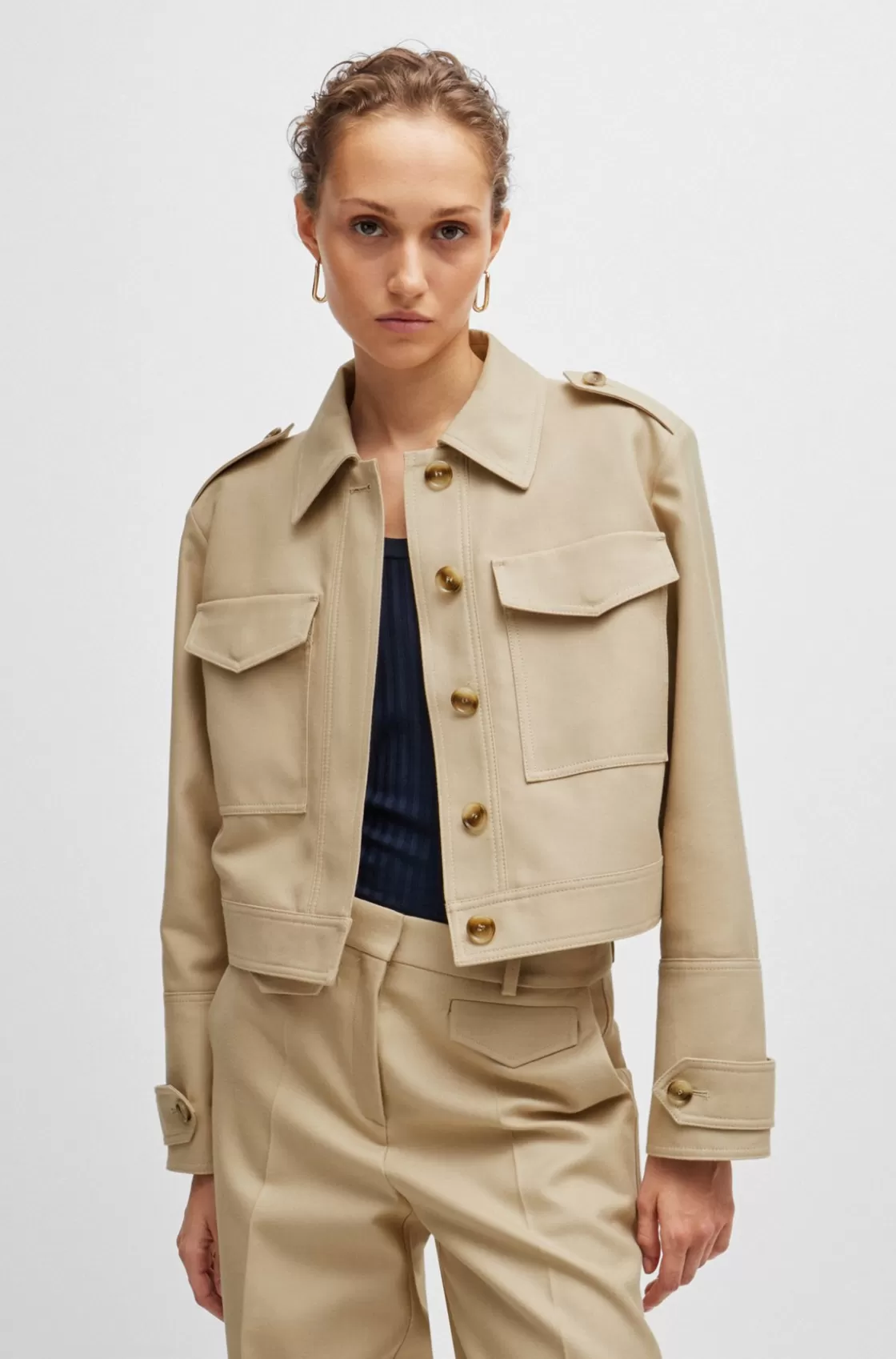 HUGO BOSS Regular-fit Jacket In A Cotton Blend Patterned Best