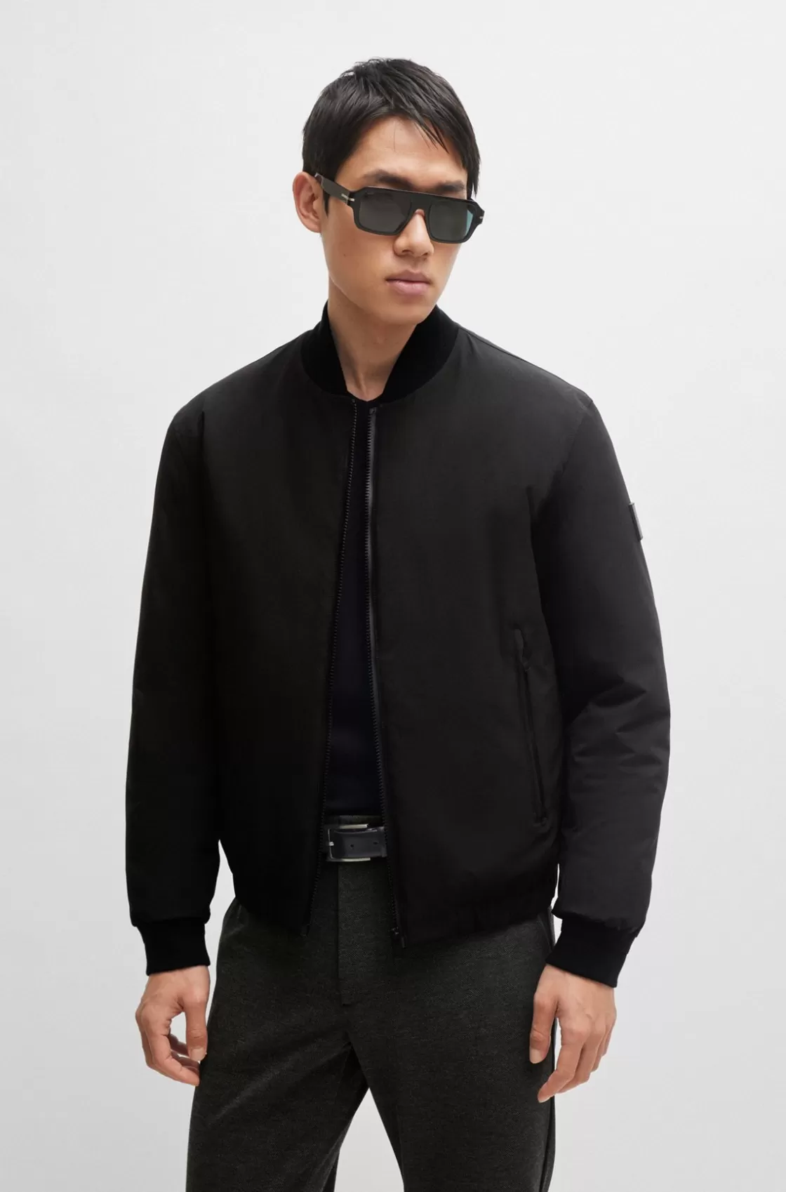 HUGO BOSS Regular-fit Jacket In Bi-stretch Fabric Black Cheap