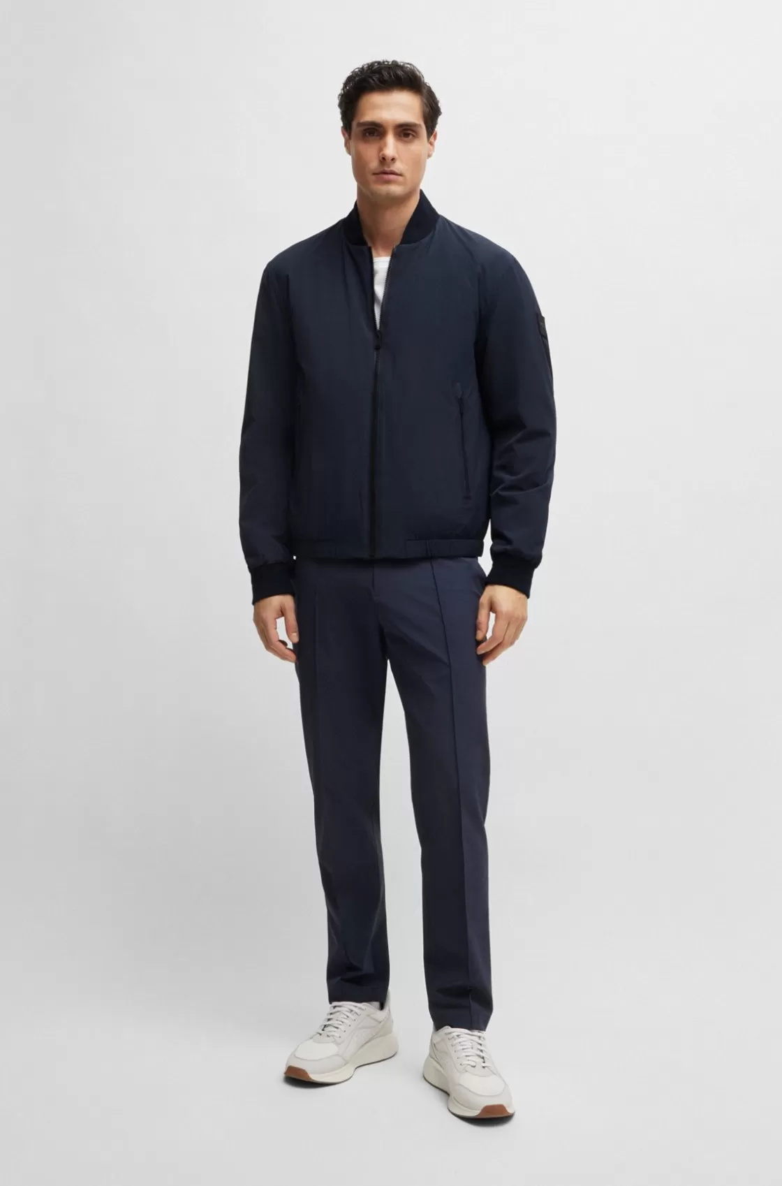 HUGO BOSS Regular-fit Jacket In Bi-stretch Fabric Dark Blue Store