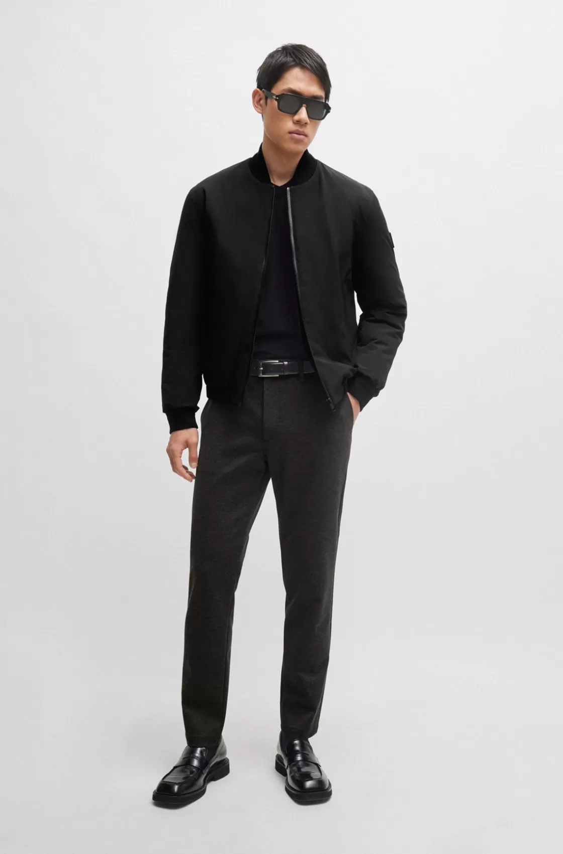 HUGO BOSS Regular-fit Jacket In Bi-stretch Fabric Black Cheap