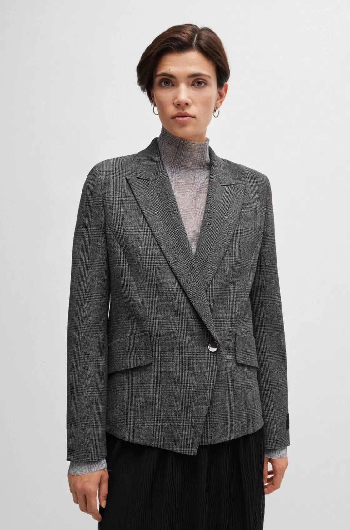 HUGO BOSS Regular-fit Jacket In Checked Fabric With Peak Lapels Patterned Hot