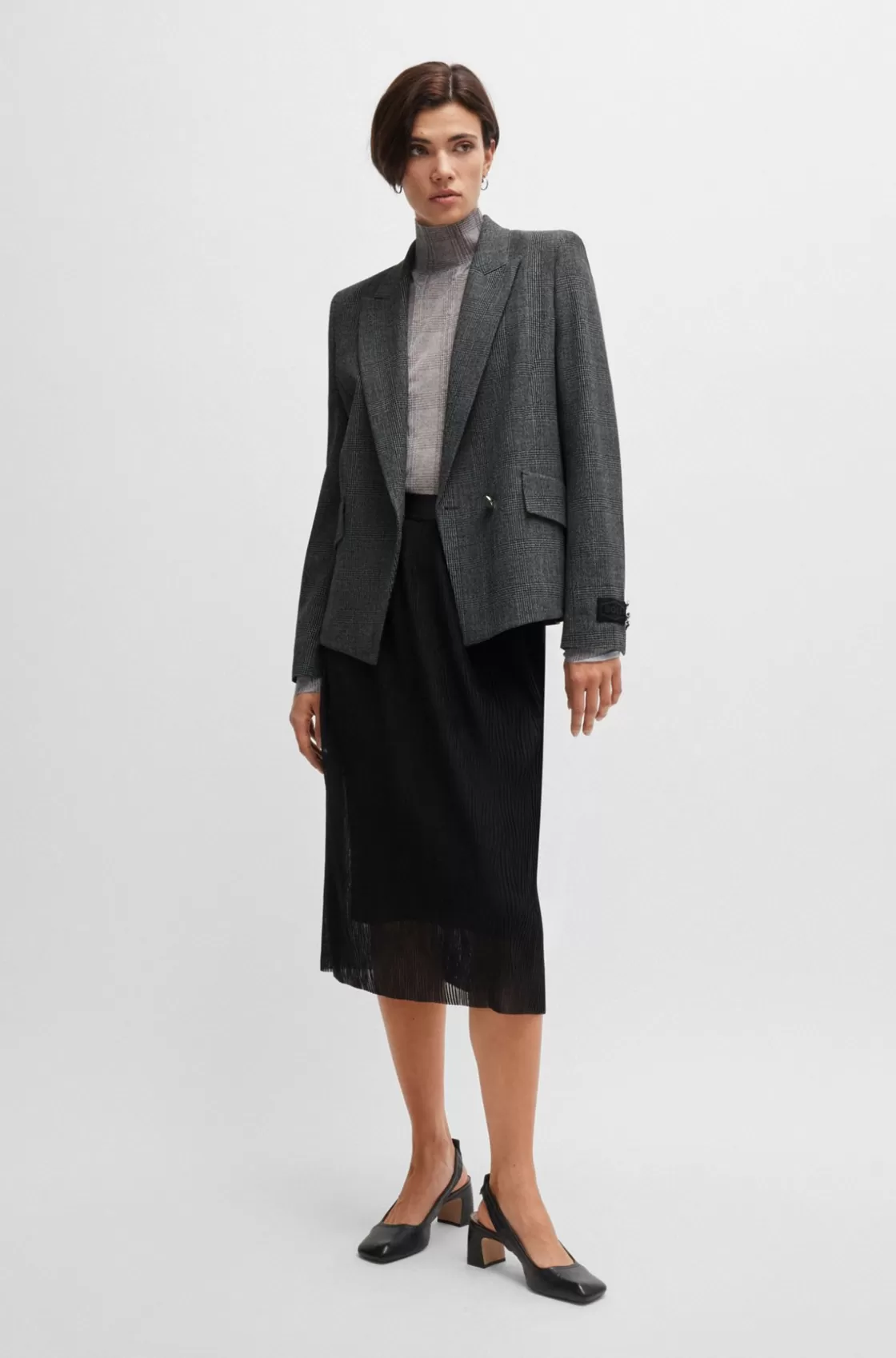 HUGO BOSS Regular-fit Jacket In Checked Fabric With Peak Lapels Patterned Hot