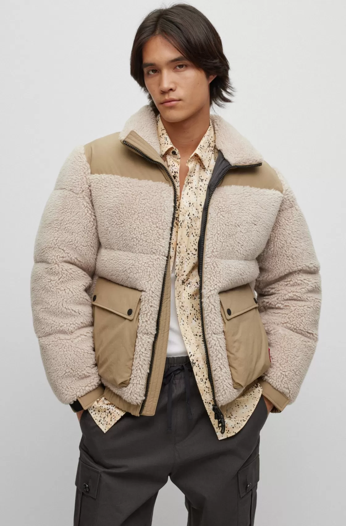 HUGO BOSS Regular-fit Jacket In Mixed Materials White Shop